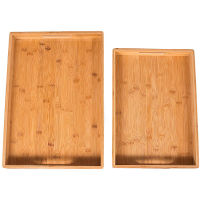 Portable Eco-Friendly Natural Bamboo Rectangular Tray Hotel Service Kitchen Food Serving Trays Lacquer Technique Natural Storage