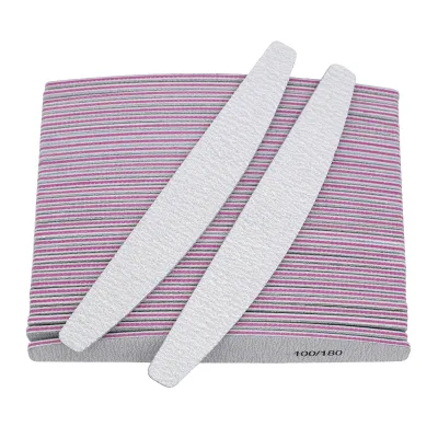 Grey White Half-Moon Sanding File, Zebra Pattern Manicure & Nail Remover Polishing File, Comb-Shaped Double-Sided Nail File