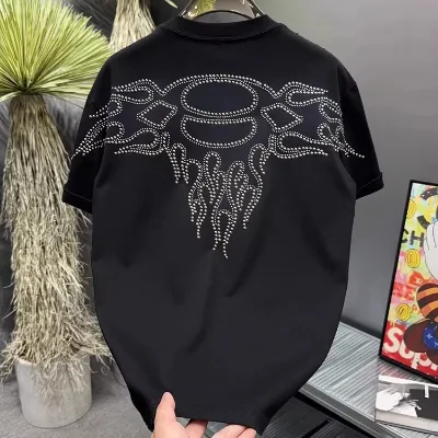 Wholesale Original Mens Rhinestone t Shirt Shirt for Men Cotton Rhinestone Designs for t Shirt