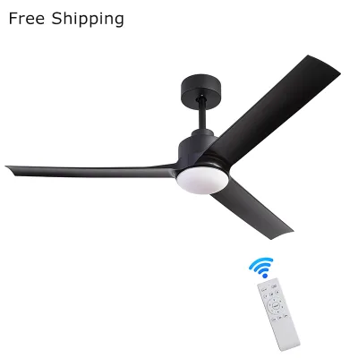 6 Speed Adjustment Freeshipping 3 Black Blades 24V Dropshipping 52'' Inch Ready to Ship ZYS003 Ceiling Fan with Light