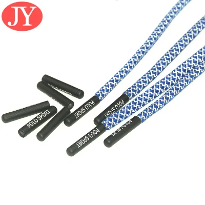 Matte Black Aglet Round Shape Aluminum Tube Shape Aglet Laser logo Customized Aglet for Drawstring