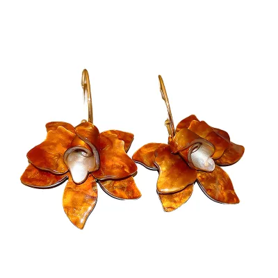 2024 Vintage French Retro Gardenia Drop Earrings for Women Luxury Vintage Jewelry With Exaggerated Petals and Orthodox Style
