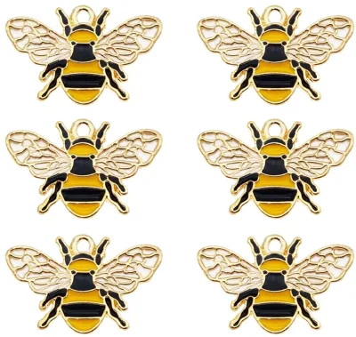 Gold Black Colorful Enamel Oil Drip Honeybee Craft Cute Bee Charms Pendants Earrings Bracelets Making Findings-Main Alloy