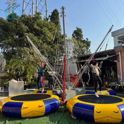 BigJoys Attractive Portable Durable Round 8x8x5mH Trailer Mounted Bungee Trampoline for Kids Adults CE Certified