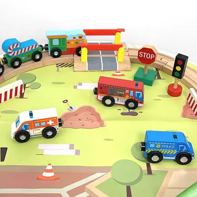 Small Friction Toy Vehicle Wooden Rescue Ambulance Toy Set Kids Fire Truck Police Car Scale Models Collection for Children