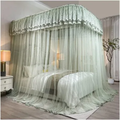 Luxury Pink Princess Style Portable Lace Mosquito Net Folded Polyester Home Outdoor Camping King Twin Summer Mosquito Repellent