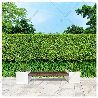 Modern Outdoor Bench for Garden Furniture with Planter and Waterproof Seat
