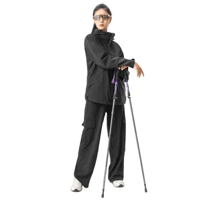 Qunature Hot Selling Custom Three Sections Folding 7075 Aluminum Alloy Hiking Pole Outdoor Hiking Camping Climbing Alpenstock