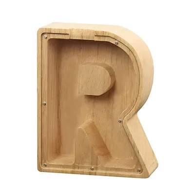 Hot Sale Piggy Alphabet Money Safe Coin Bank Jacket Wood Letter Piggy Bank Money Boxes Wooden Piggy Bank for Kids