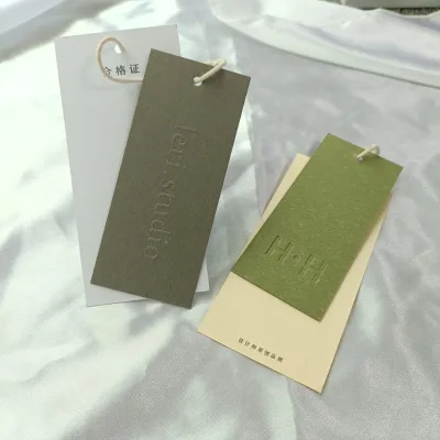 Swing Tag Garment Frosted Paper Hangtag Embossed/ Debossed China Clothing Hang Tag Garment Price Tag