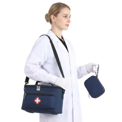 Multi Function Community Health Service Bag Large Capacity Emergency First Aid Kit Family Medicine Organizer Case