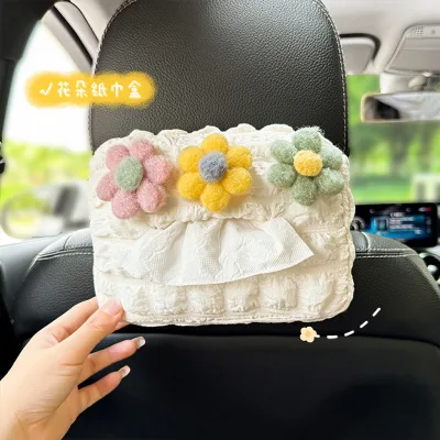 Car Tissue Box Puff Grid Automotive Dashboard White Organizer Napkin Storage Container Soft Interior Tissue Paper Holder Car