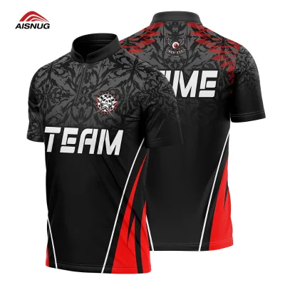 Factory Wholesale High Quality Printed Sublimation Design Embroidered Custom Red Black Dart Shirts Sportwear