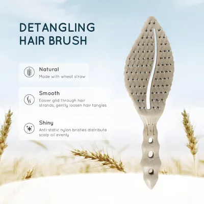 Wheat Straw Vented Detangling Brush, Quickly Detangles and Smooths Hair for Curly, Thick, and Straight Hair, Dry & Wet Dual Use