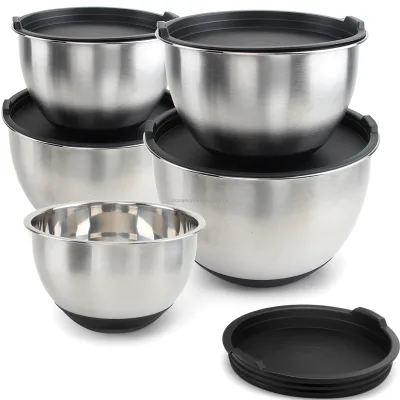 Premium 304 Stainless Steel Mixing Bowls Set Heavy Duty Polished Fruit Salad Bowl European Style for Parties