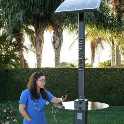 Solar Table Garden Solar Bench Park Outdoor Body Induction Solar Power Station with USB Charging Blue Tooth Wifi Hot Point