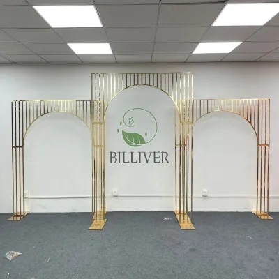 Golden wedding backdrop frame wedding screen background decoration props outdoor wedding decoration gold-plated archway