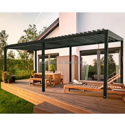Modern Aluminum Pergola for Hotels Restaurants Sun Shade Pavilion with Rainproof Bar Awning for Outdoor Parties Gazebo Style