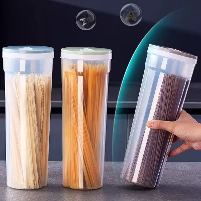 Plastic Noodle Storage Box Whole Grain Dried Noodles Storage Jar Kitchen Container Pasta Food-Grade Sealed Canister Cylinder