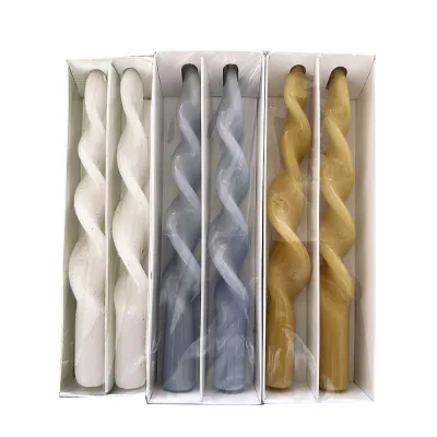 Pack of 2 Dinner Candles Unscented Smokeless Twisted Spiral Candles Sticks for Wedding Decoration