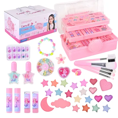 Professional Kids Makeup Set Non-Toxic Eco-Friendly Waterproof Long Lasting Powder Form for Face All Skin Types Stage