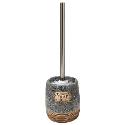 17.5CM Vintage Style Ceramic Toilet Holder and Toilet Brush Freestanding Round Toilet Brush for the Bathroom