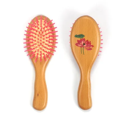 Anti-Static Wooden Hair Brush Peach Wood Handle Hair Styling Tools Hairdressing Hair Brush