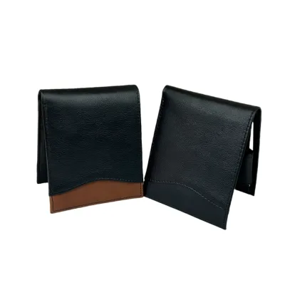 Italian Cowhide Leather Money Clip Vintage Thin Men's Horizontal Patchwork Credit Card Bag Wallet Purse