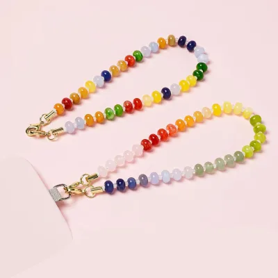 Natural Stone Beaded Phone Wrist Strap Colorful Detachable Lanyard for Case Backpack Keychain Camera Wallet Charm