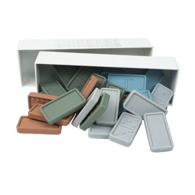 Children Board Games Safe and ECO Friendly 5208 Silicone Domino Set Colorful Soft Silicone Cardboard Box Domino Game Gift Set