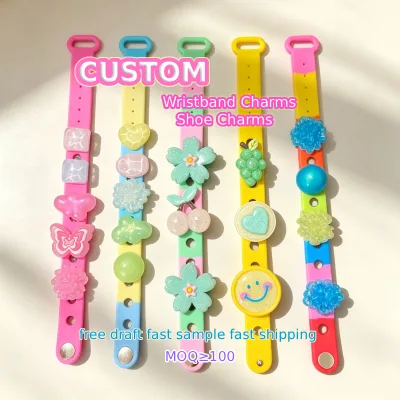 Custom Wholesale Cartoon Pvc Wristband Charms School Student Reward Gift Detachable Ornaments Diy Bracelet Decorations