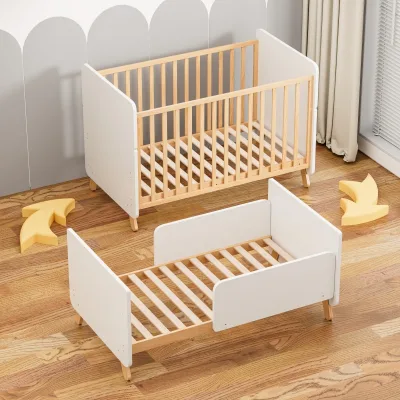Hot Sale Wooden Baby Cot Toddler Bed With Safety Rails