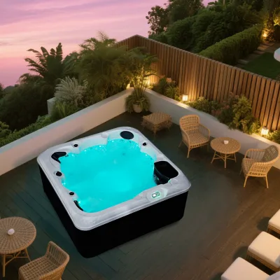 Outdoor 6-Person Hydrotherapy Hot Tub Spa with Balboa Control System Oval Energy-Efficient LED Massage for Hotel Villa