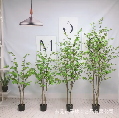 Wholesale Outdoor Decorative Artificial Palm and Bougainvillea Tree Plastic Plant