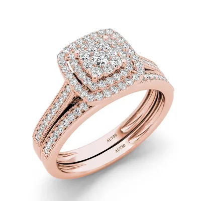 High Quality Sterling Silver Rose Gold Rings Set Women Engagement Wedding Couple Rings Created Diamond Fine Jewelry