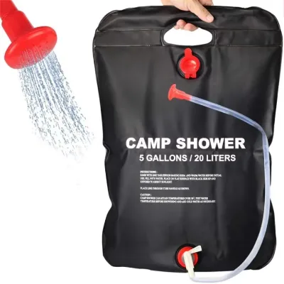 5 Gallons/20L Solar Shower Bag for Camping Beach Hiking with Removable Hose On-Off Switchable Shower Head Waterproof Feature