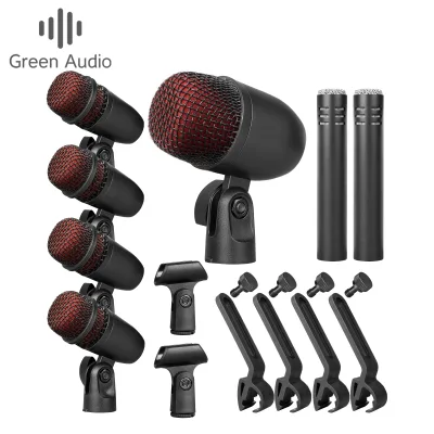 GAM-DM7 Professional Metal Drum Microphone Kit with Carrying Case for Kick Bass Tom Snare Hi-hat Cymbals and Musical Instrument