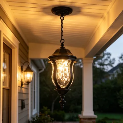 Modern LED Outdoor Pendant Lights IP65 Waterproof Light Sensor Dimmable High CRI 90 for Garden Balcony Porch Entrance Lighting