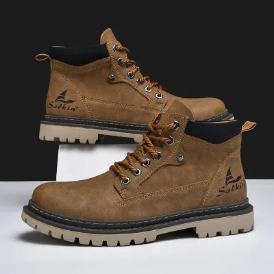 Handmade Men Boots Ankle Winter Leather Shoes Autumn Outdoor Hiking Boots Sneakers High Top Footwear Anti Slip Hombres Botas