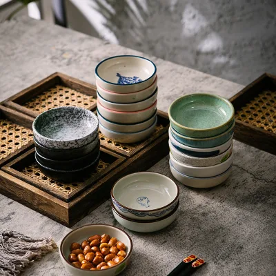Ceramic Round Sauce Dish Fruit Dishes Hot Pot Restaurant Sauce Dish Restaurant Small Soy Sauce Plate Multi-purpose Wasabi Saucer