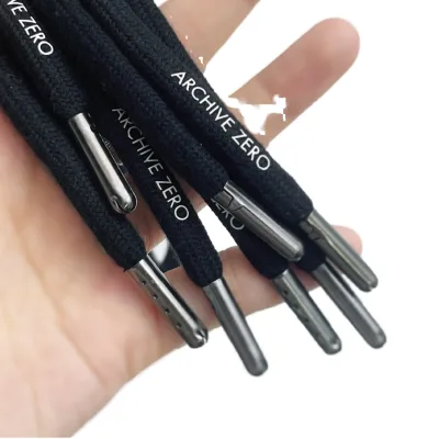 Custom Logo 6mm Diameter Braided Drawstring Round Nylon Jacquard Drawcord for Hoodie Pants Shoes