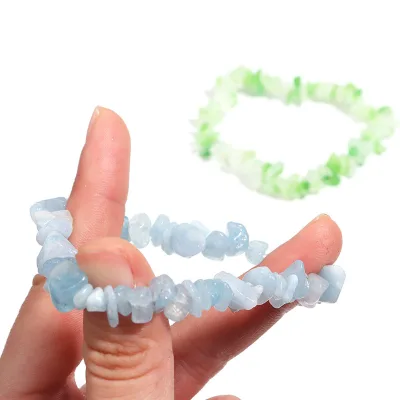 Hot Sales Natural Crystal Chips Bracelet Healing Stones Rose Quartz Irregular Gravel Bracelet for Gift