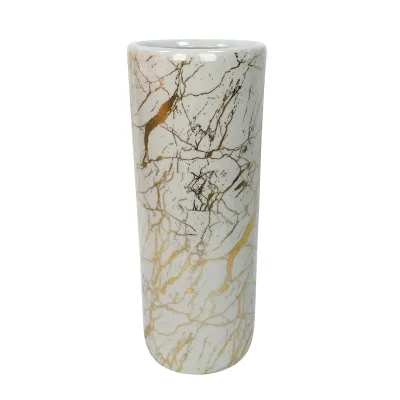 RZKA24 Series Luxury Gold Marble Style Porcelain Floor Vase Cylinder Ceramic Umbrella Stand