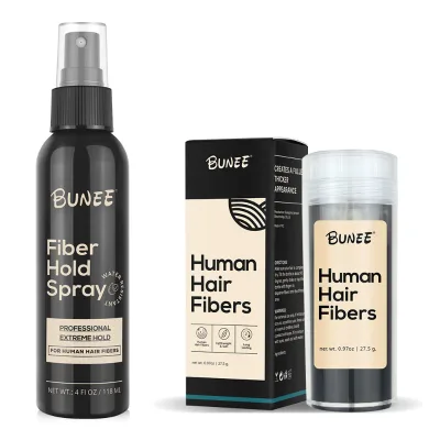 BUNEE Real Human Hair Thickening Spray Waterproof Sweatproof Hair Building Fibers Set Hold Spray Fiber Hair Styling Tools