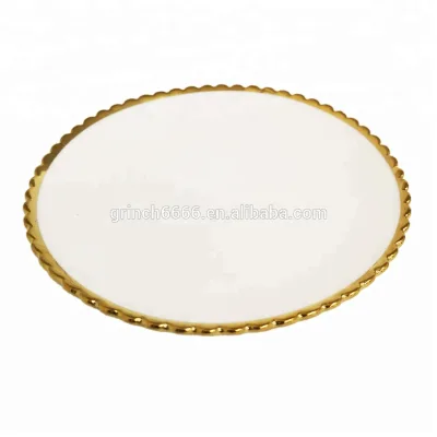 2026 Wholesale wedding white beaded ceramic charger plates
