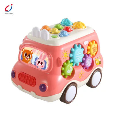 Chengji Shape Matching Activity Bus Toy Early Education Light Music Fishing Game Piano Multifunctional Bus Simulation Toy