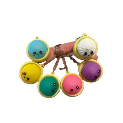 Cartoon Creative 3D Button Rubber Keychain Gravure Printed Schoolbag Pendant Car Couple Bag Hanging Decoration Gift