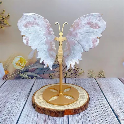 Natural High Quality Oriental Cherry Agate Crystal wings Carvings Crystal butterfly wings for Home Decorations