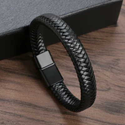 Classic Magnetic-clasp Leather Bracelets for Men Wrap Braided Leather Bracelets Wrist Cuff Bangle 2023 Hot Sale