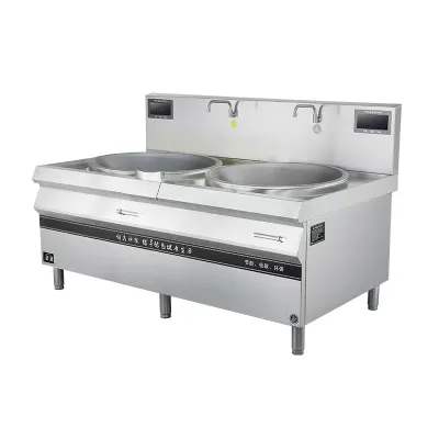 Yipai Commercial Double-Head Induction Wok Stove for Hotels Restaurants; 12-30kW High-Power Stainless Steel Dual Burner Cooker